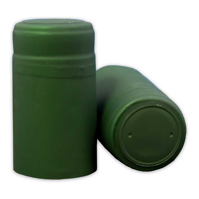 Matte Green Shrink Caps for Wine Bottles - Pack of 30