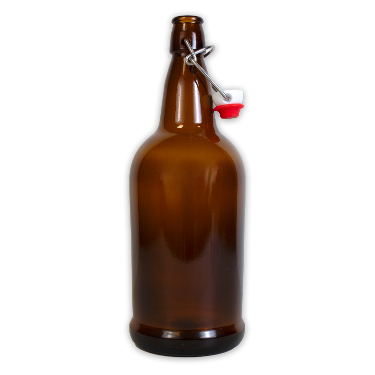 1 Liter Amber Swing Top Bottles - Case of 12