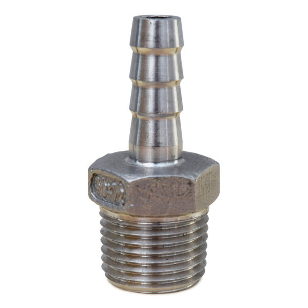 Stainless Barbed Fitting - 1/2 in. MPT x 3/8 in. Barb