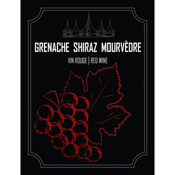 Grenache Shiraz Mourvedre Self Adhesive Wine Labels, pkg of 30