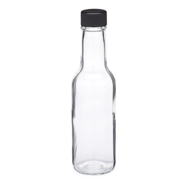 5 oz Clear Woozy Sauce Bottles with Caps, 12 per Case