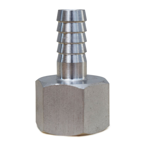 Stainless Barbed Fitting - 1/2 in. FPT x 3/8 in. Barb