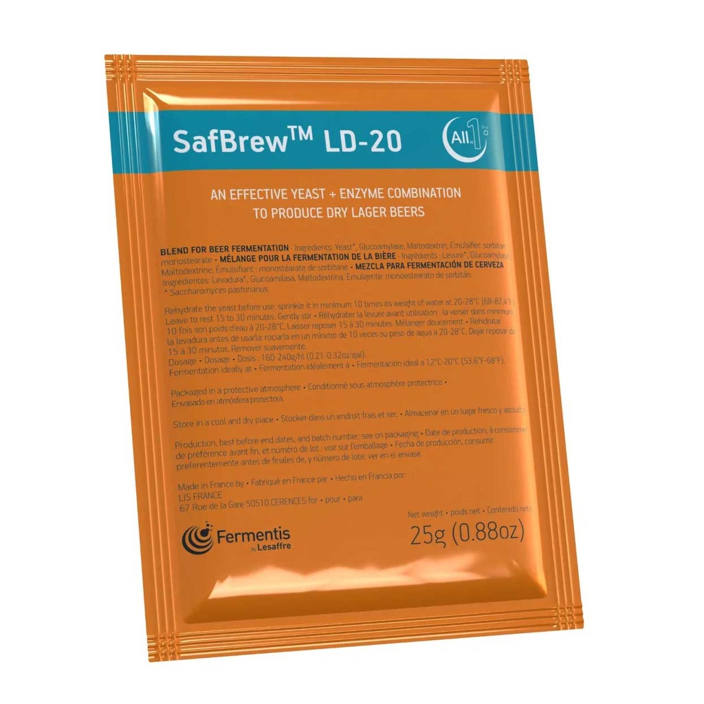 Safbrew LD-20 Dried Yeast/Enzyme Blend, 25G